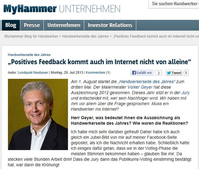 Malerische_Wohnideen - MyHammer Handwerk Marketing Internet Interview a
