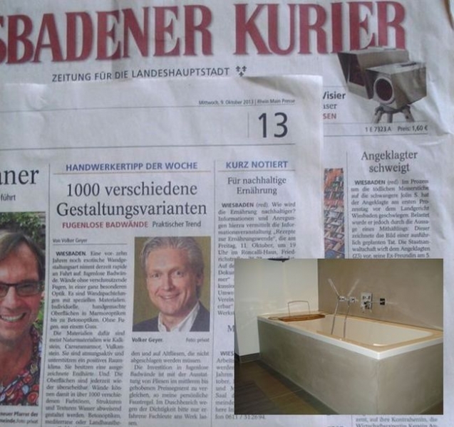 Malerische_Wohnideen - fugenloses Bad Wandgestaltung Badwände fugenlose Bäder Wiesbadener Kurier b